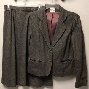 J.B. Scott - Gray Wool Mix, Fully Lined, Two Piece Suit, Jacket & Skirt